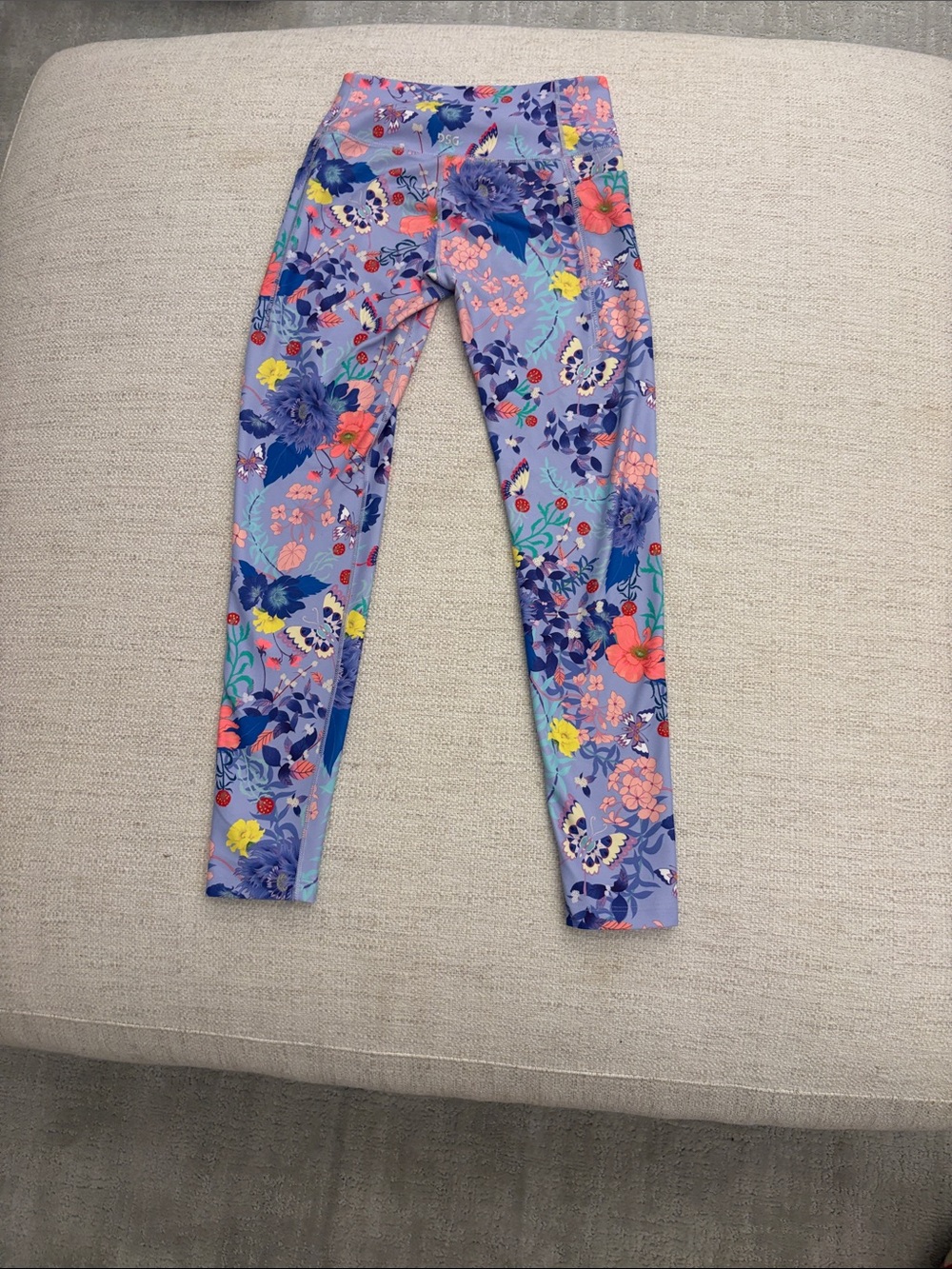 DSG Lavender Floral Print Girls' Leggings with Multicolor Blooms